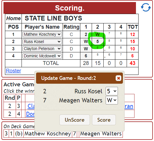 Score change